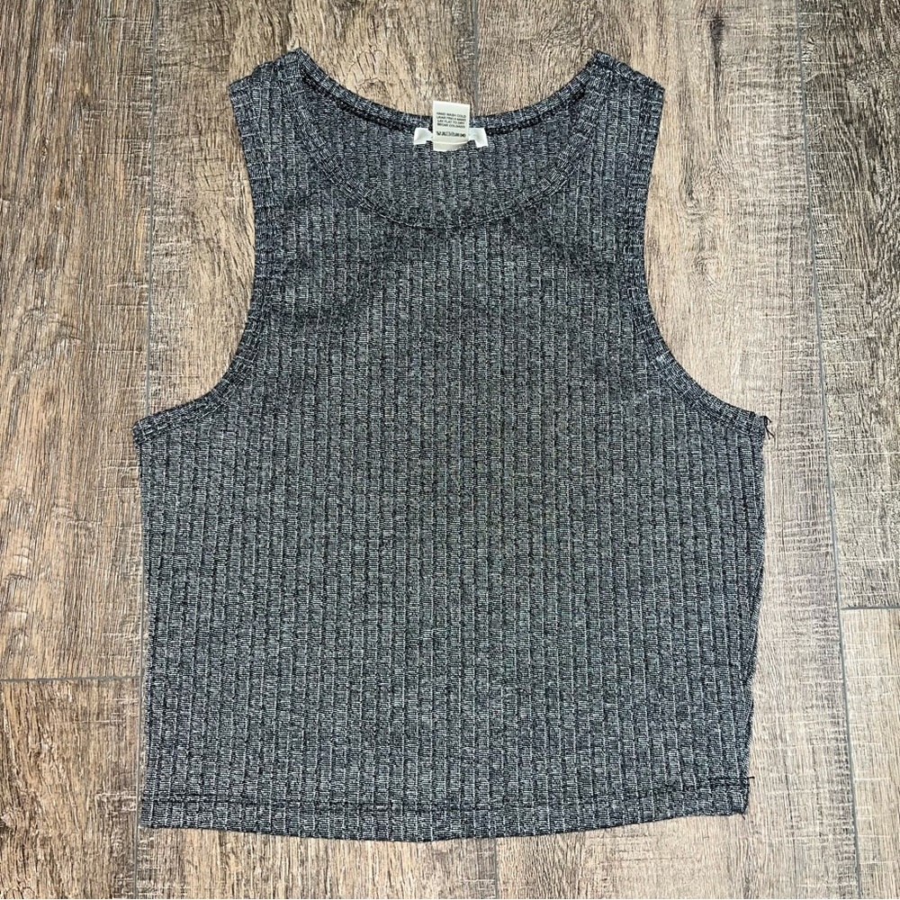 Bozzolo Dark Grey Ribbed Halter Top